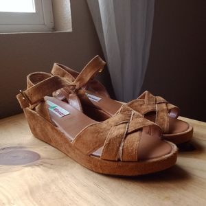 Vintage Maine Woods Leather Wedge Sandals 9.5
